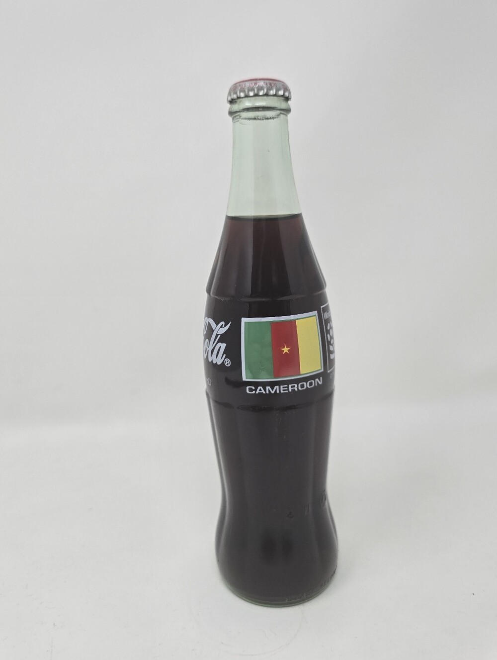 Vintage Coca Cola Glass Bottle Fifa World Cup 1994 Cameroon 90s 9.5" Full